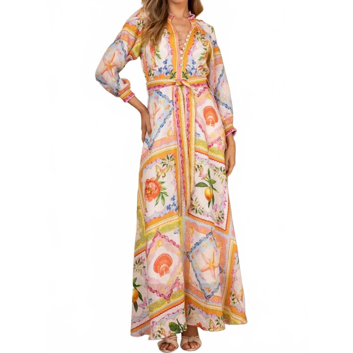 New Hale Bob Lakelynn Linen Maxi Dress In Orange